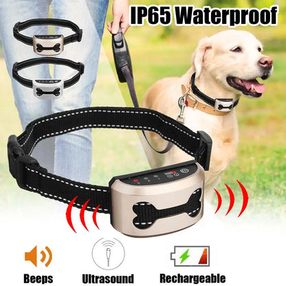 Pet Dog anti Bark Guard Waterproof Auto anti Humane Bark Collar Stop Dog Barking Rechargeable Shock/Safe USB Electric Ultrasonic