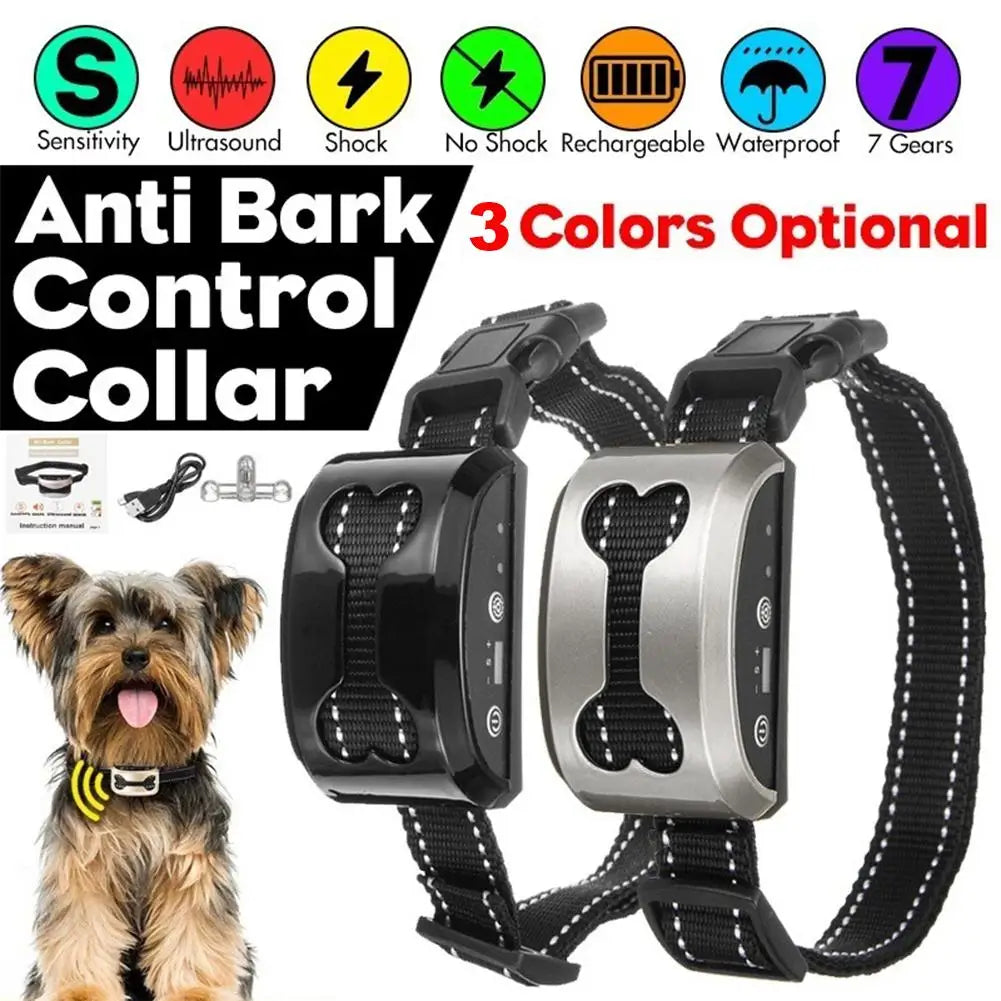 Pet Dog anti Bark Guard Waterproof Auto anti Humane Bark Collar Stop Dog Barking Rechargeable Shock/Safe USB Electric Ultrasonic