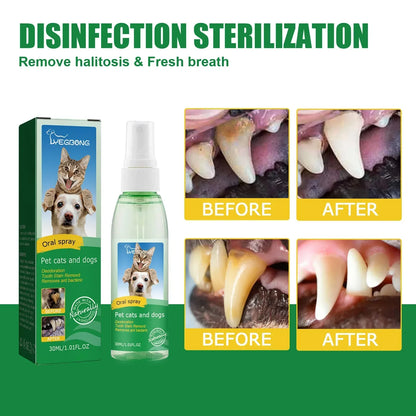 Pet Tooth Cleaner Spray for Dogs and Cats to Remove Bad Breath Mouth with Fresh Fragrance