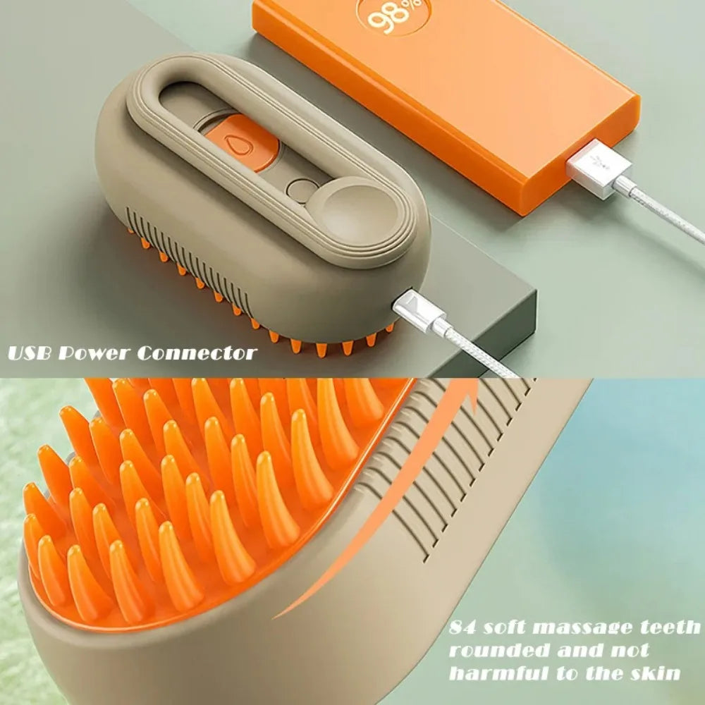 Dog and Cat Steamy Brush with Electric Sprayer for Massage - Pet Grooming Tool Shedding 3 in 1