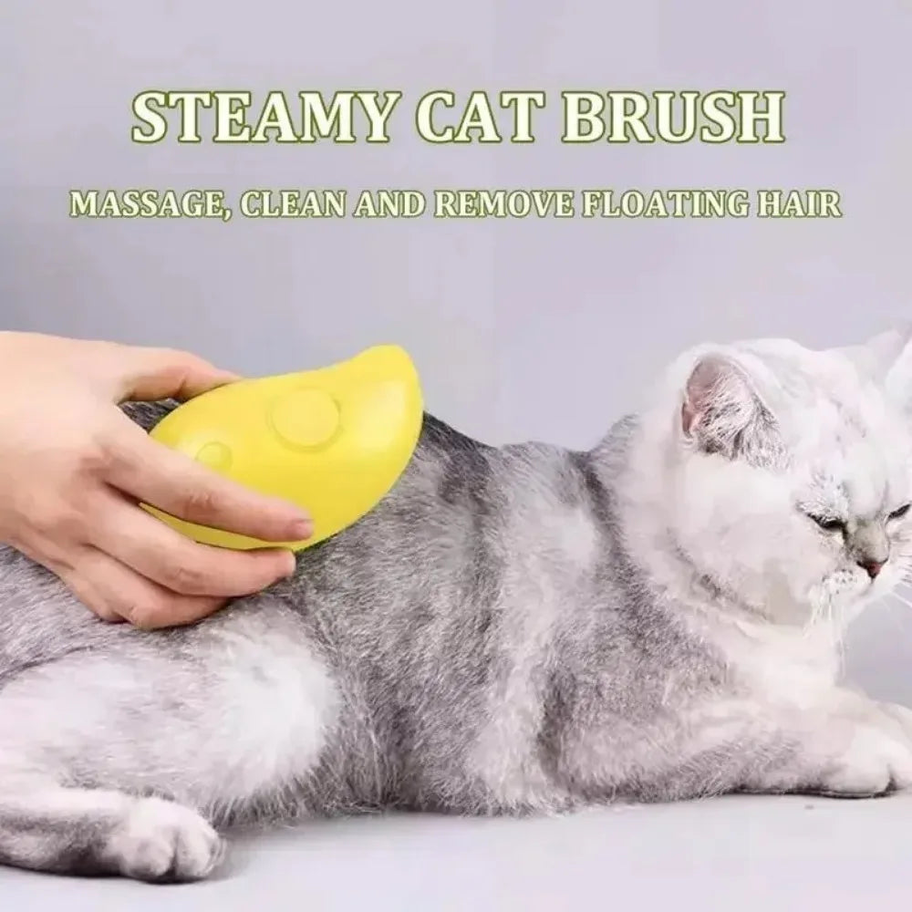 Dog and Cat Steamy Brush with Electric Sprayer for Massage - Pet Grooming Tool Shedding 3 in 1