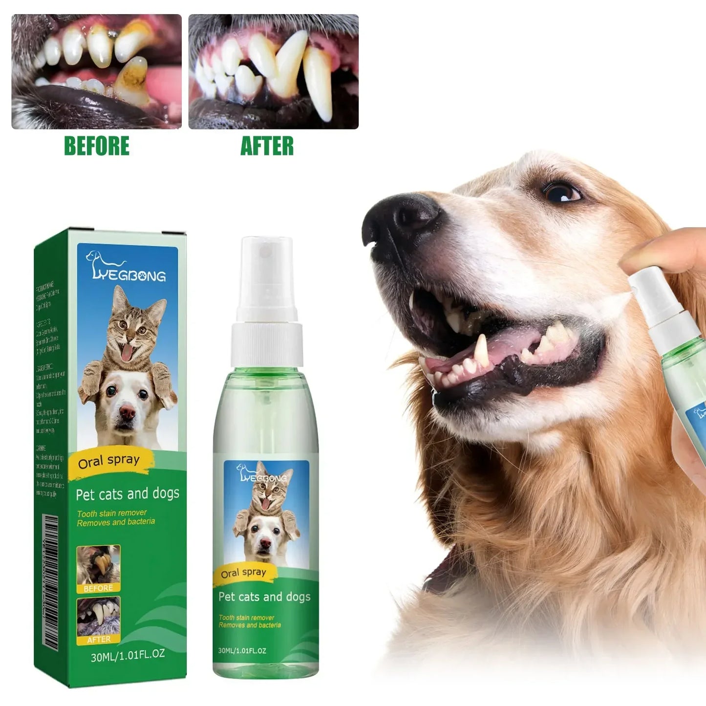 Pet Tooth Cleaner Spray for Dogs and Cats to Remove Bad Breath Mouth with Fresh Fragrance